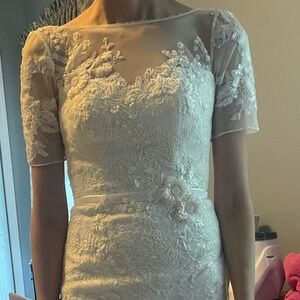 Melissa Sweet Wedding Dress NEVER WORN Size 2 w/ Short Sleeves David's Bridal